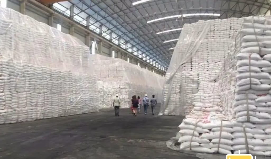 Sacos de açúcar em pallets